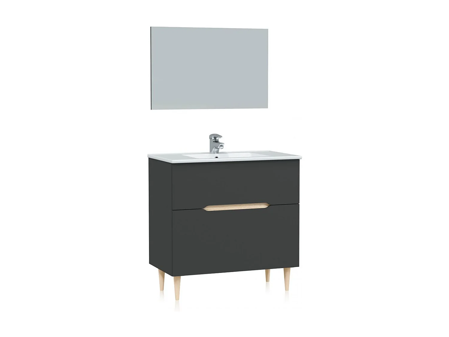 Pack de baño con lavabo Opera 80 Antracita - Roble