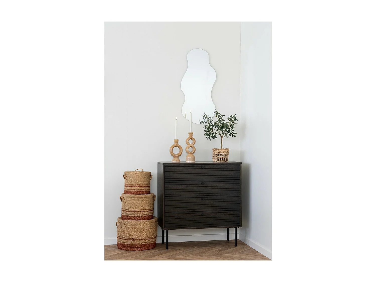 Bougeoir Mary, Marron, 10,7x9,5x30,5 cm, EPIKASA