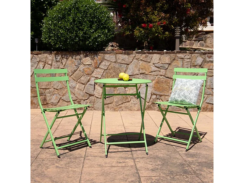 Set de exterior mesa y 2 sillas plegables Gio Pistacho