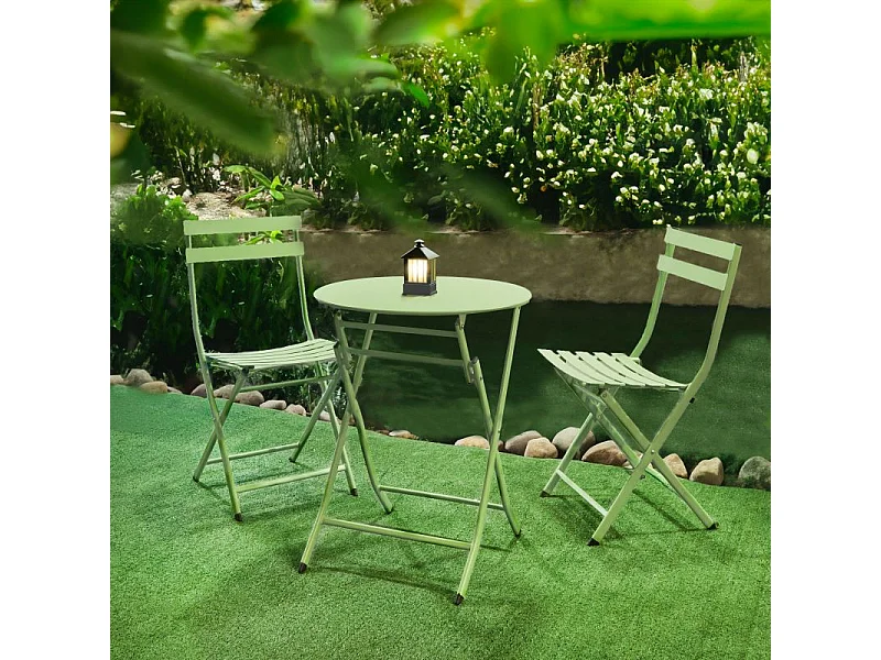 Set de exterior mesa y 2 sillas plegables Gio Pistacho