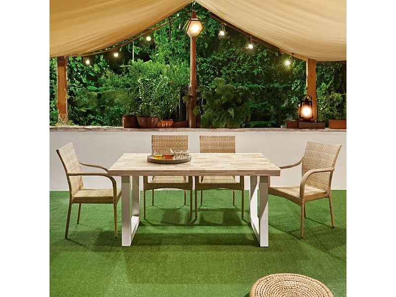 Mesa de exterior Masi Roble salvaje - Blanco