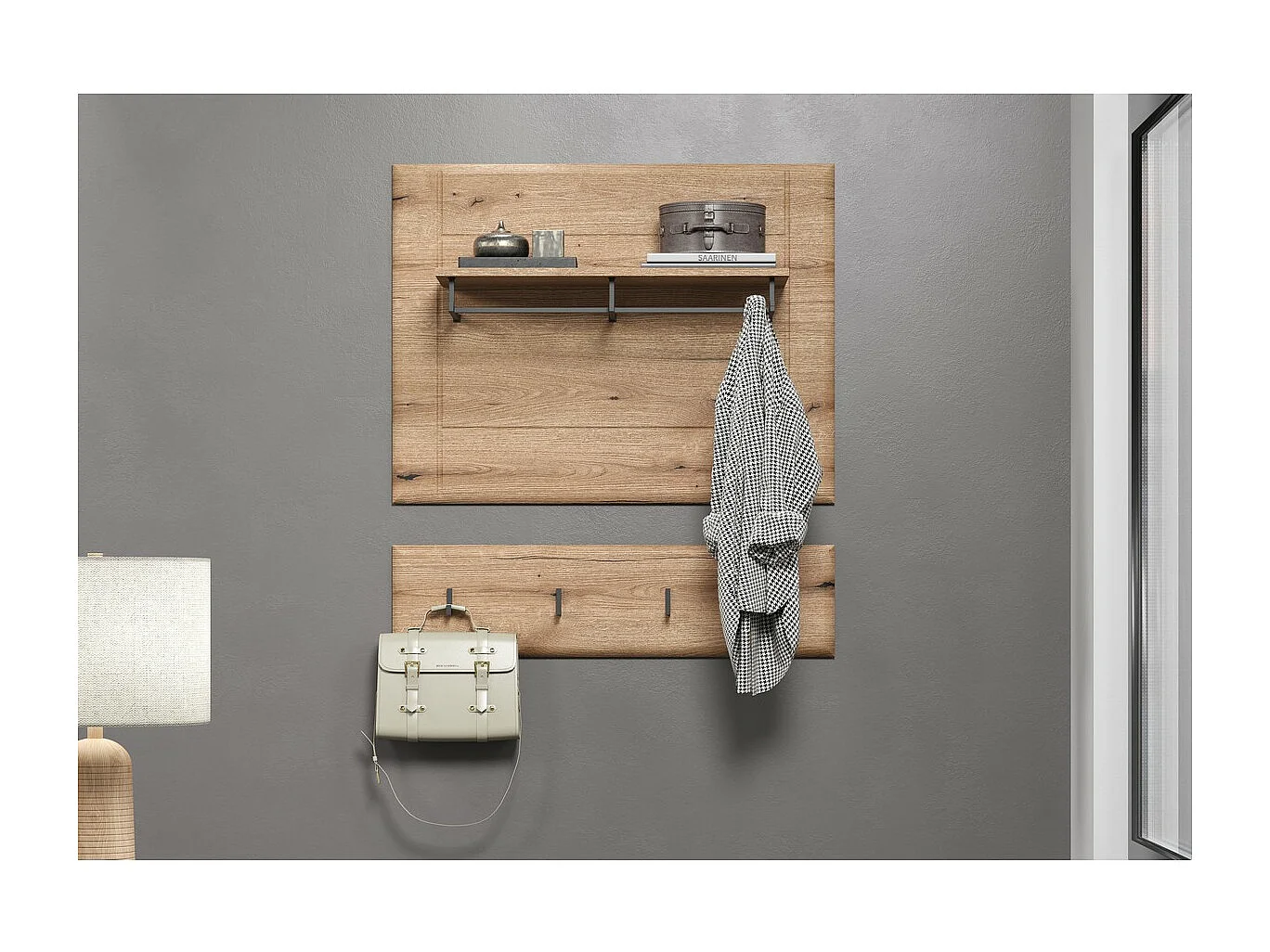 Muurhangers Marlon, Bruin, 91x23x2 cm, Seven Design