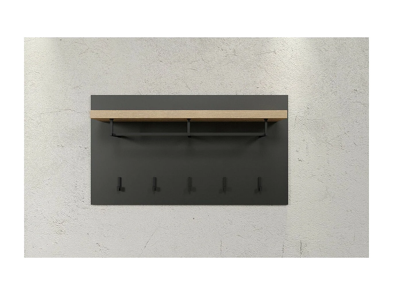 Porte-Manteau Murale Synnax, Anthracite, 90x50x27 cm, Seven Design