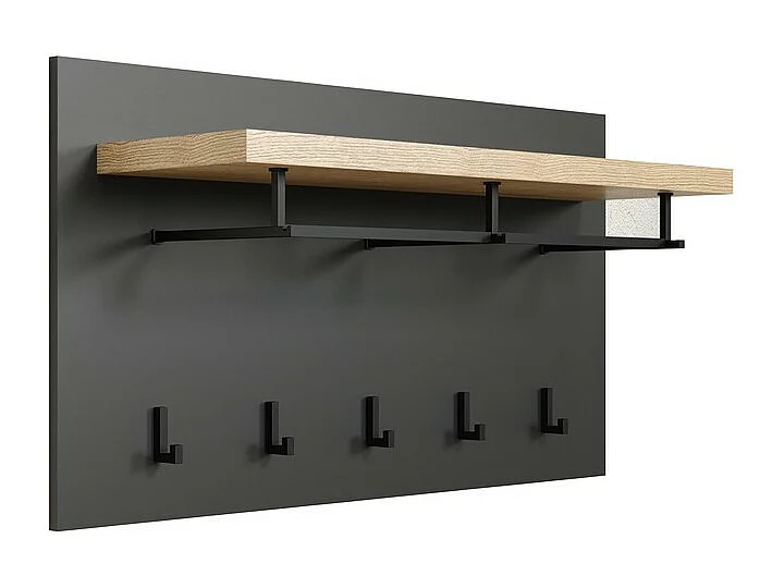 Porte-Manteau Murale Synnax, Anthracite, 90x50x27 cm, Seven Design