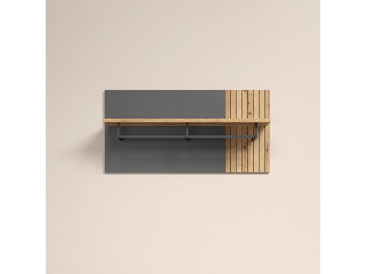 Porte-Manteau Murale Esteban, Anthracite, 80x40x28 cm, Seven Design