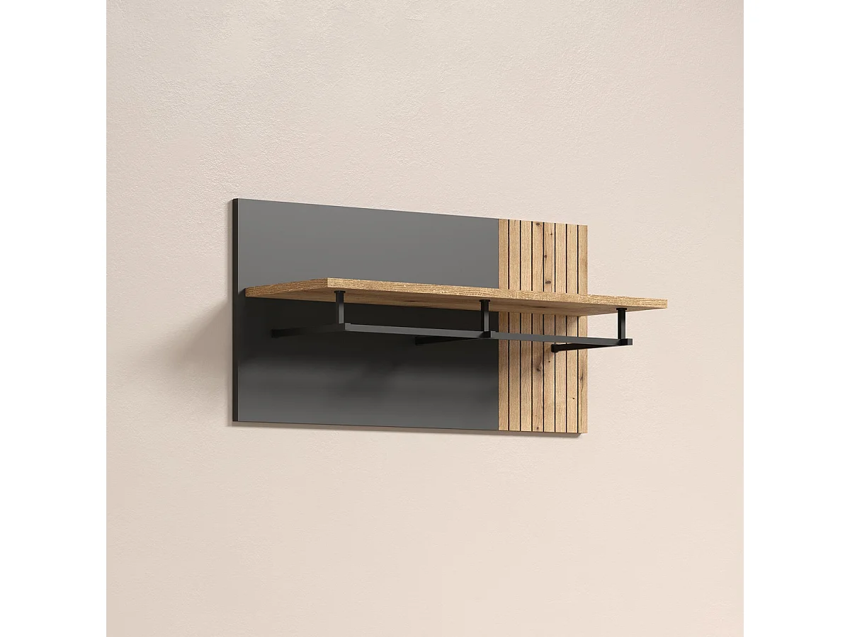 Porte-Manteau Murale Esteban, Anthracite, 80x40x28 cm, Seven Design