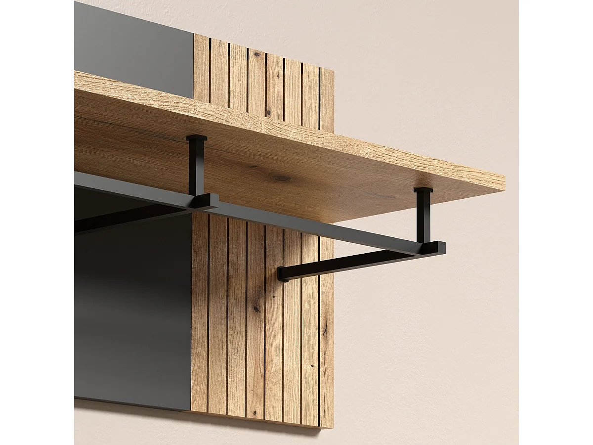 Porte-Manteau Murale Esteban, Anthracite, 80x40x28 cm, Seven Design