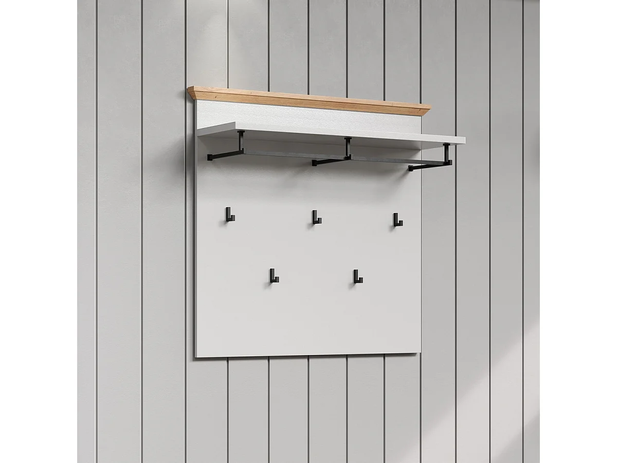 Porte-Manteau Murale Landside, Blanc, 91x82x27 cm, Seven Design