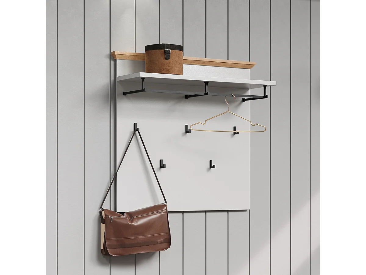 Porte-Manteau Murale Landside, Blanc, 91x82x27 cm, Seven Design