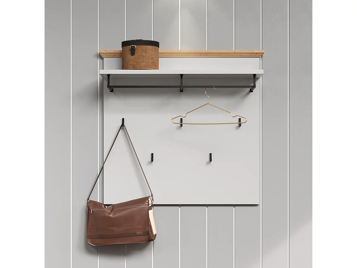 Porte-Manteau Murale Landside, Blanc, 91x82x27 cm, Seven Design