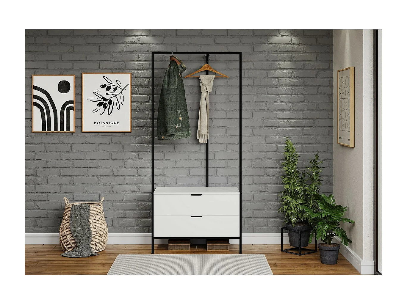 Vloerhanger Jody, Wit, 85x190x47 cm, EPIKASA