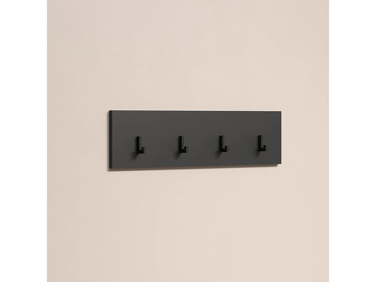 Porte-Manteau Murale Esteban, Anthracite, 80x20x2 cm, Seven Design