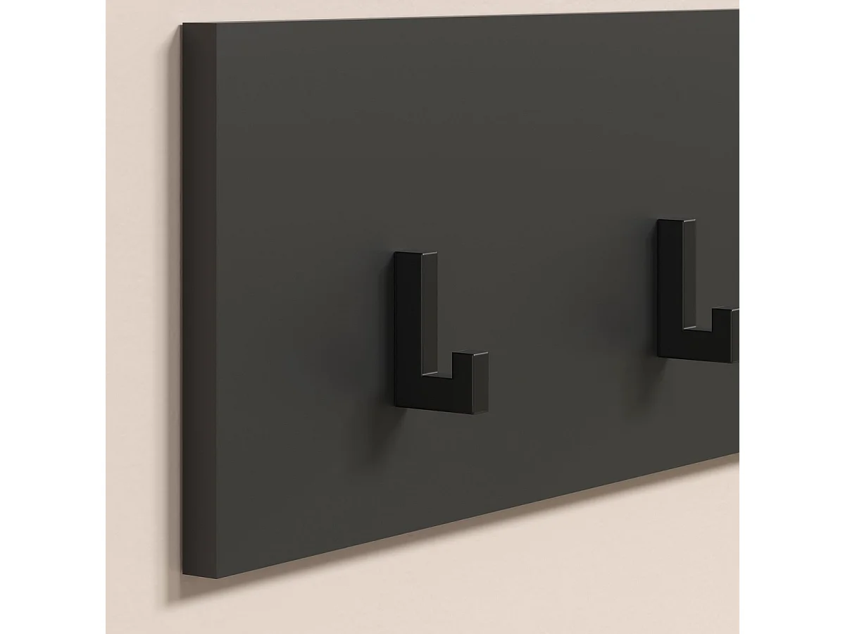 Porte-Manteau Murale Esteban, Anthracite, 80x20x2 cm, Seven Design
