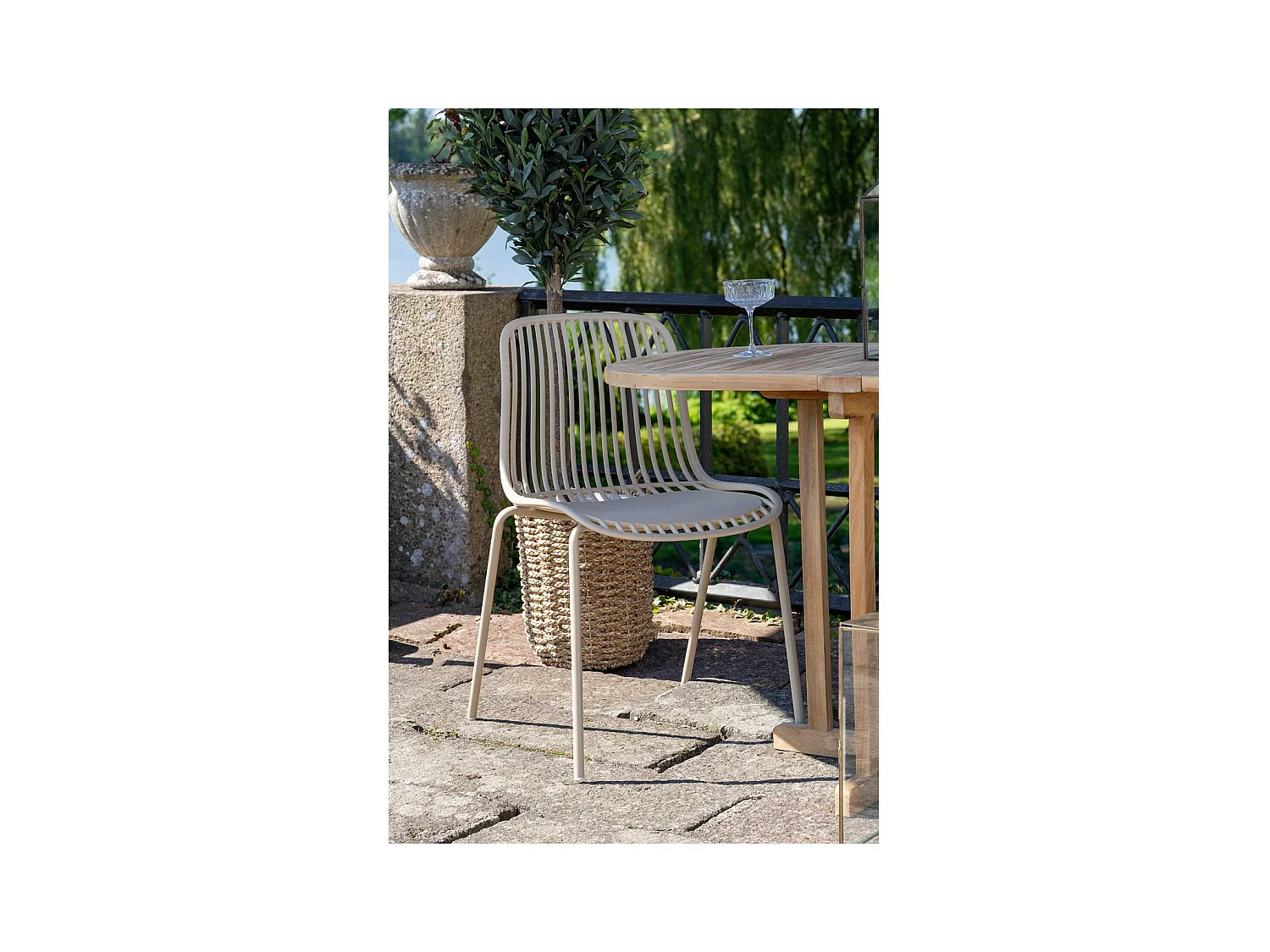 Lot de 4 Chaises de Jardin Branson, Beige, 46,5x55x82 cm, Seven Design