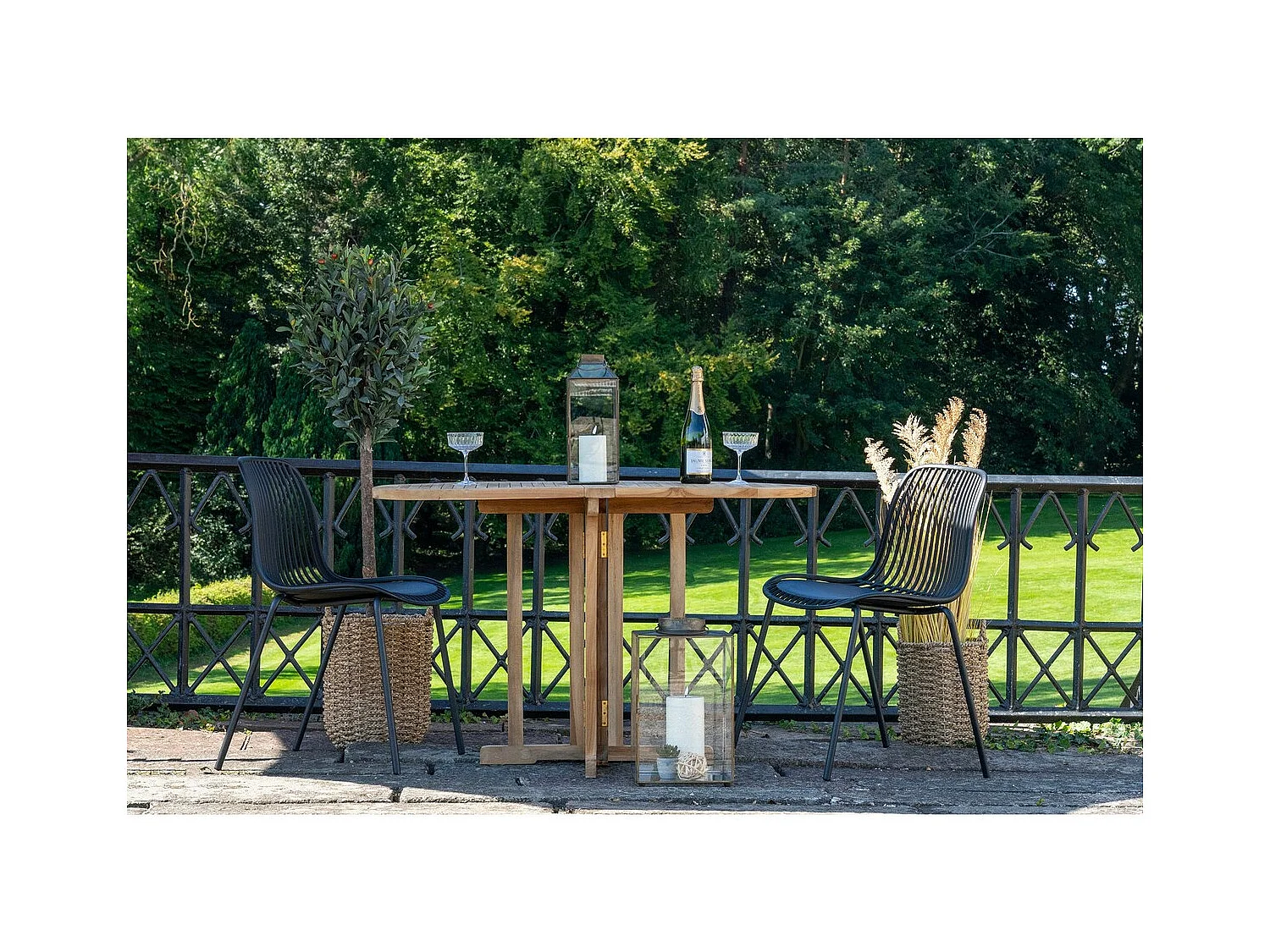 Lot de 4 Chaises de Jardin Branson, Noir, 46,5x55x82 cm, Seven Design