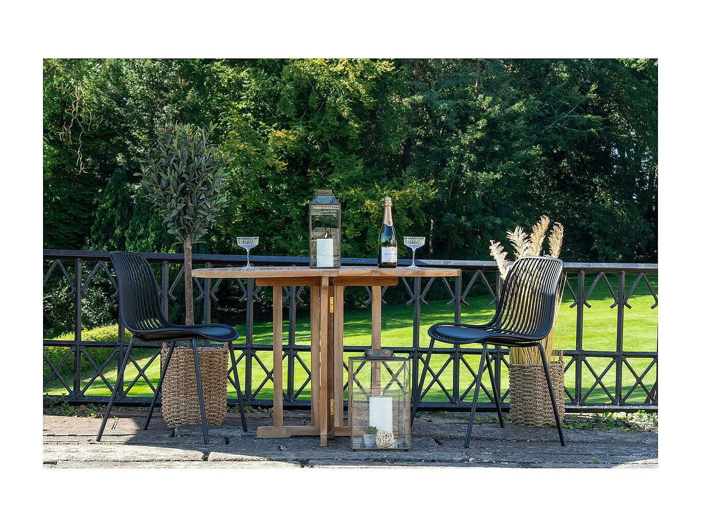 Lot de 4 Chaises de Jardin Branson, Noir, 46,5x55x82 cm, Seven Design