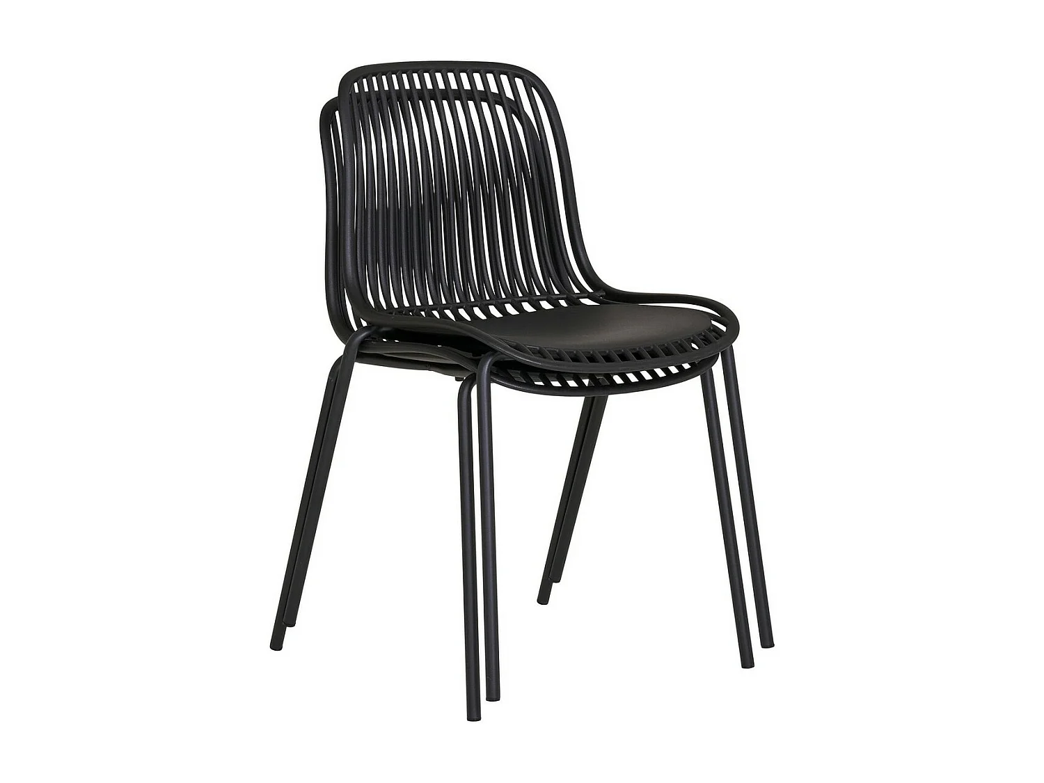 Lot de 4 Chaises de Jardin Branson, Noir, 46,5x55x82 cm, Seven Design