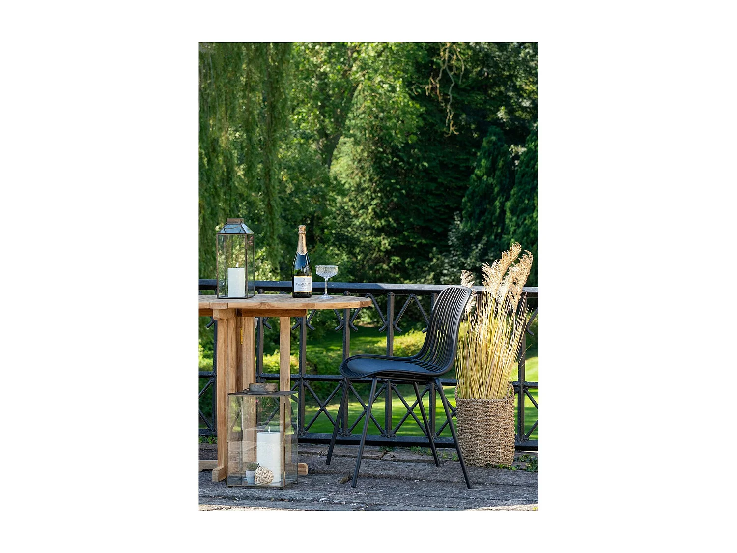 Set van 4 Tuinstoelen Branson, Zwart, 46,5x55x82 cm, Seven Design
