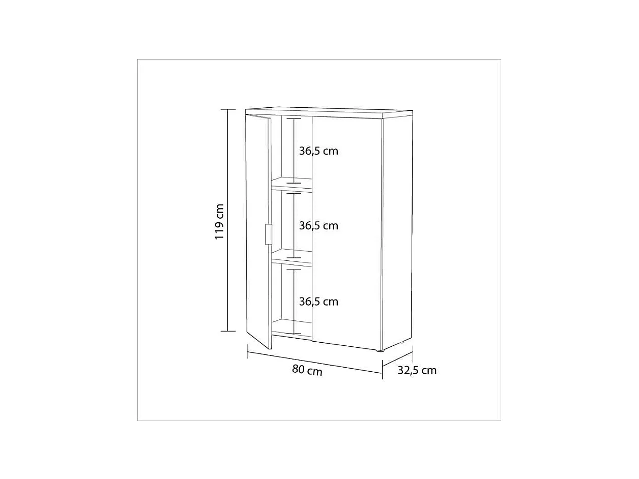 Étagère de bureau en blanc artik et chêne canadien 80x119x33 cm