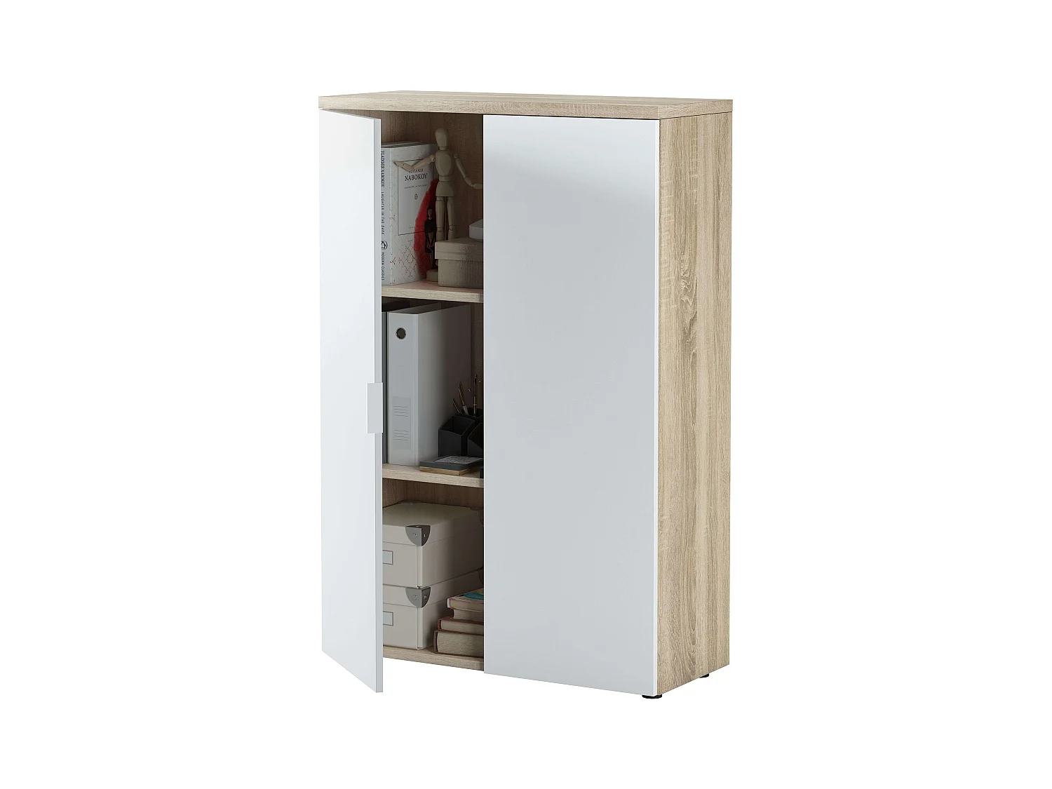 Estantería Office en blanco artik y roble canadian 80x119x33 cm