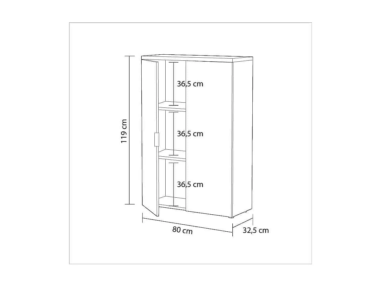 Étagère de bureau en blanc artik et chêne canadien 80x119x33 cm