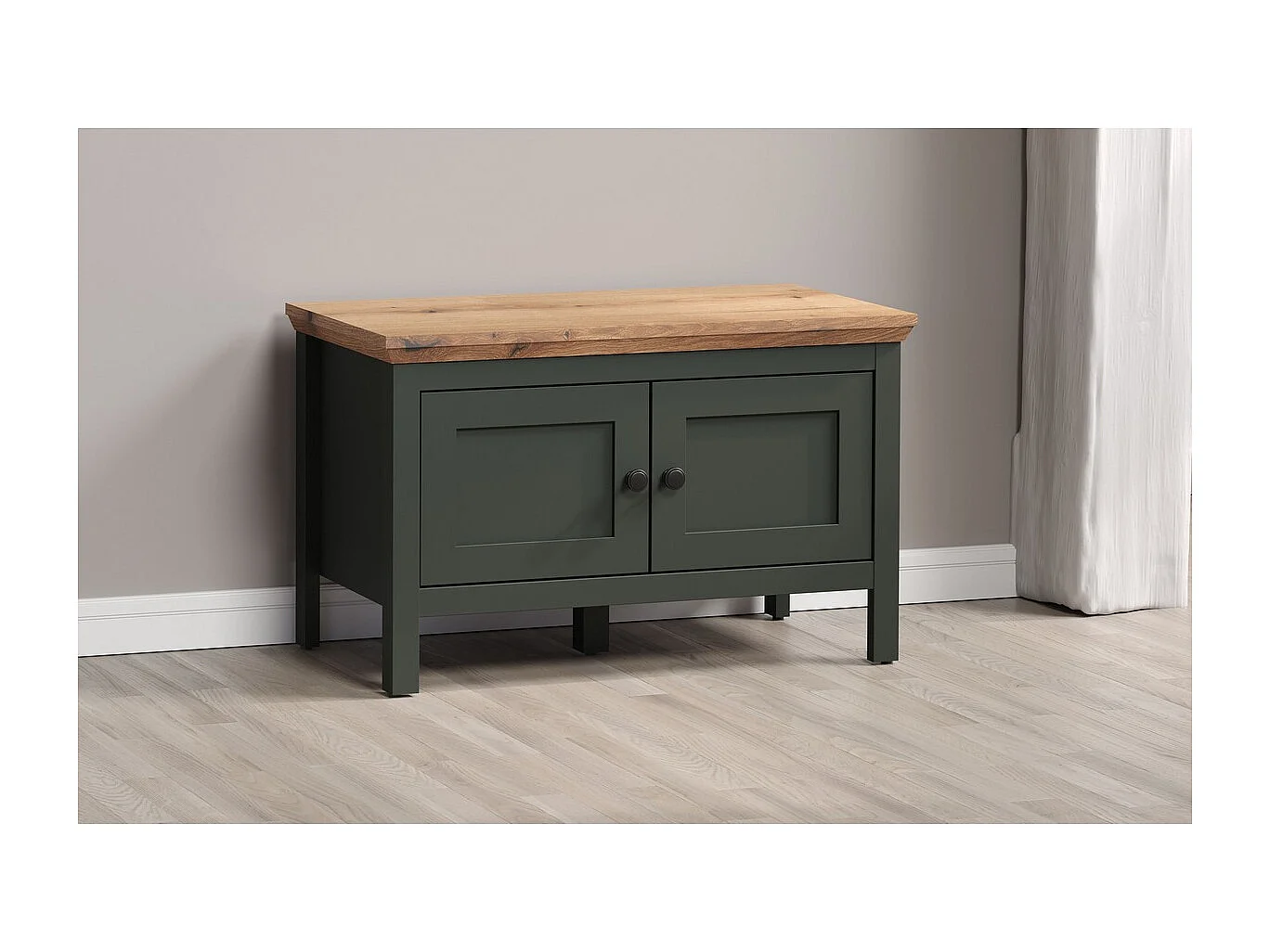 Banc avec Rangement Stanton, Vert, 77x48x39 cm, Seven Design