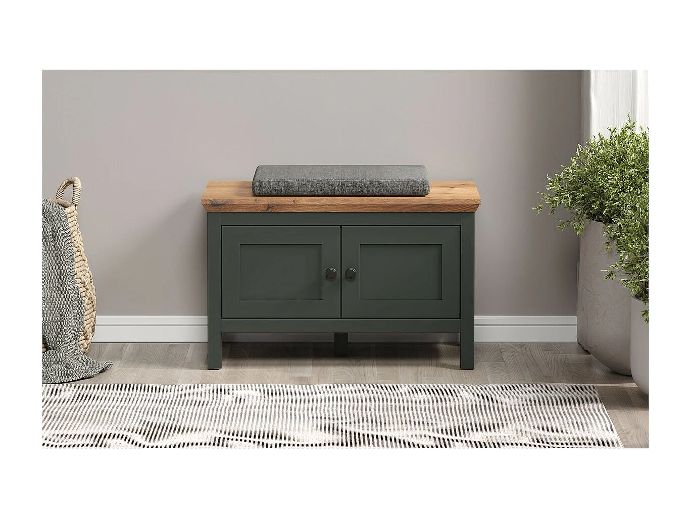 Banc avec Rangement Stanton, Vert, 77x48x39 cm, Seven Design