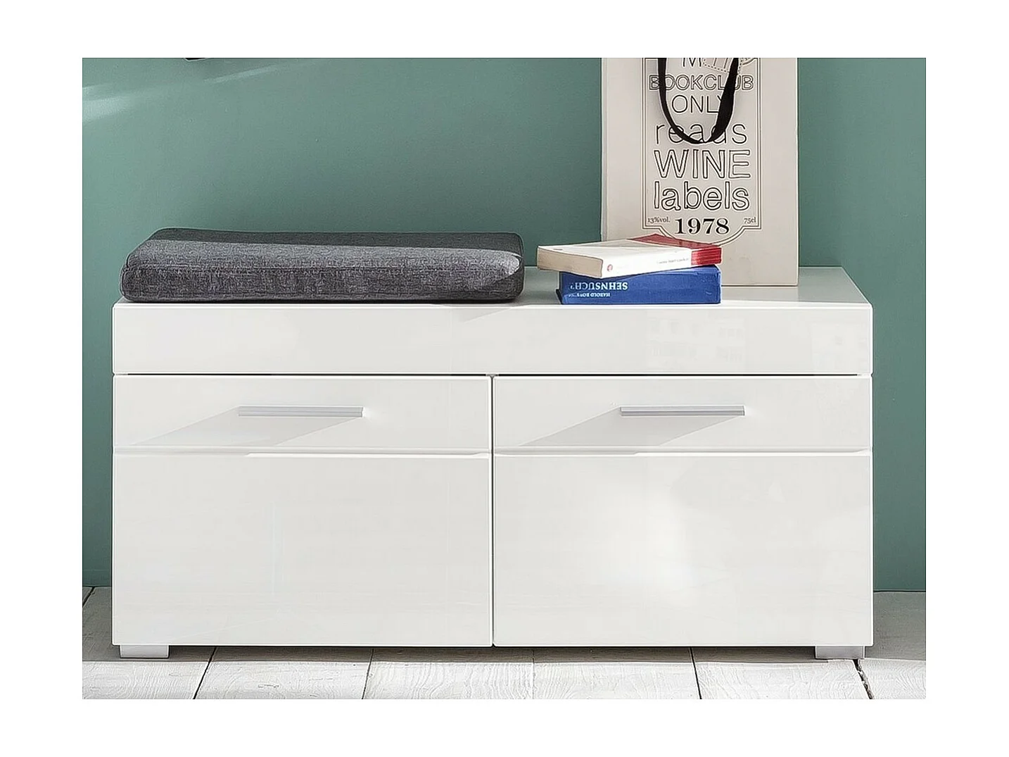 Panca con Portaoggetti Amanda, Bianco, 91x42x38 cm, EPIKASA