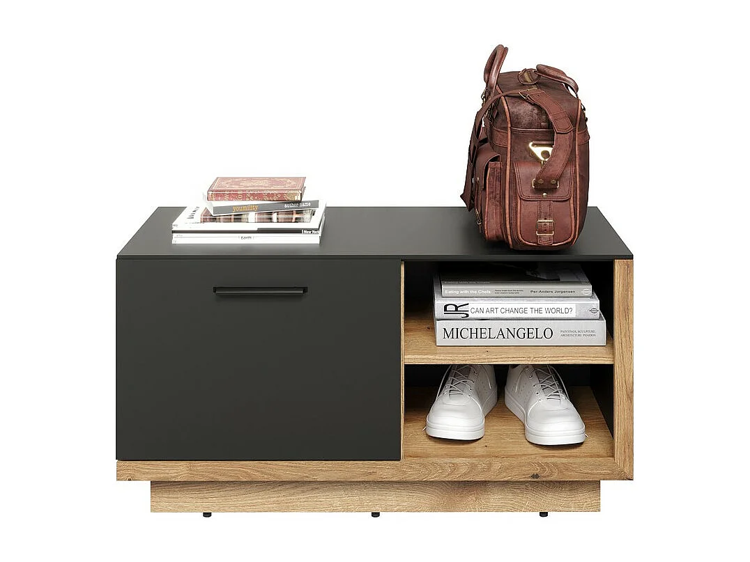 Banc avec Rangement Synnax, Anthracite, 90x48x40 cm, Seven Design