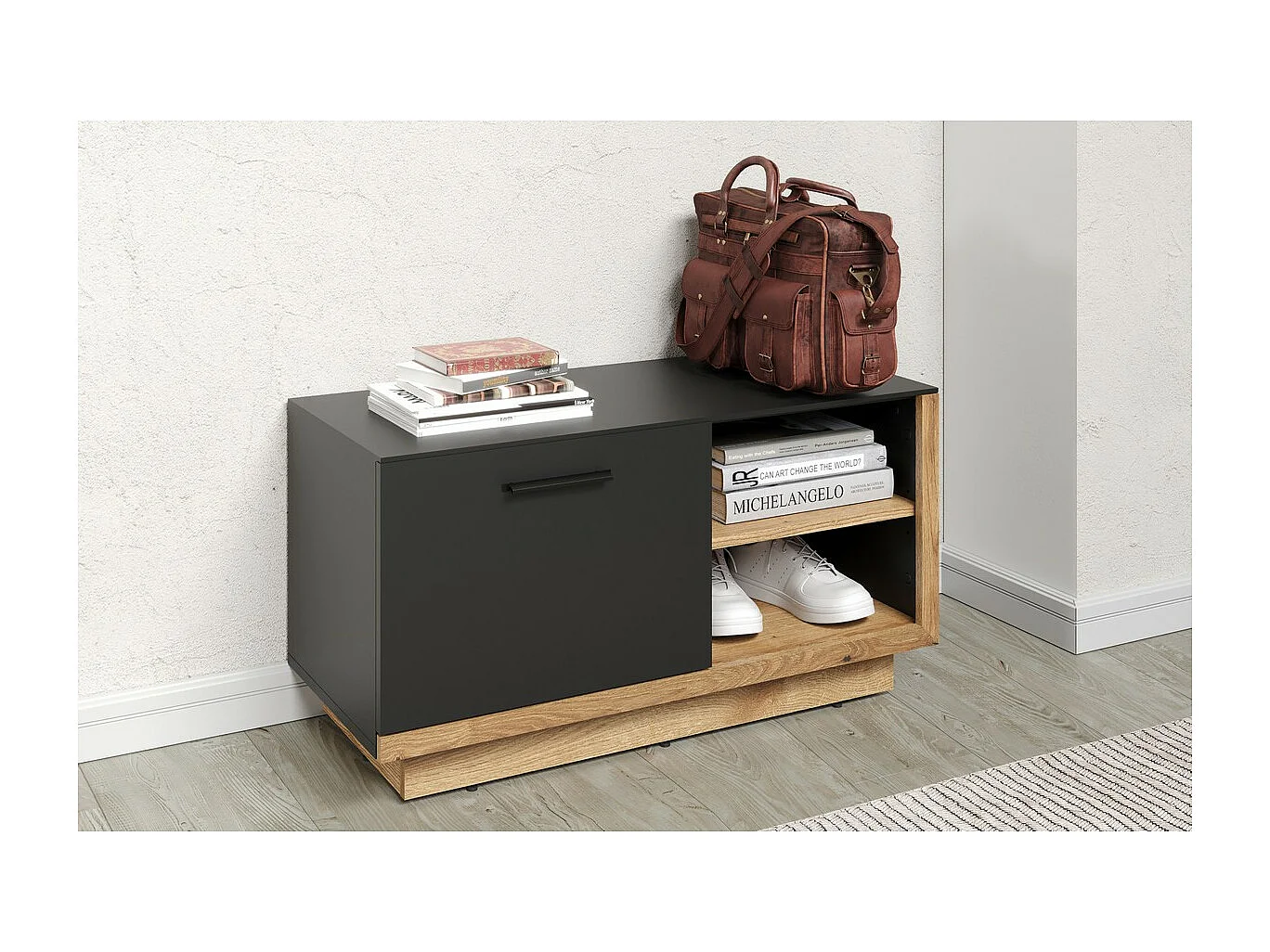 Banc avec Rangement Synnax, Anthracite, 90x48x40 cm, Seven Design