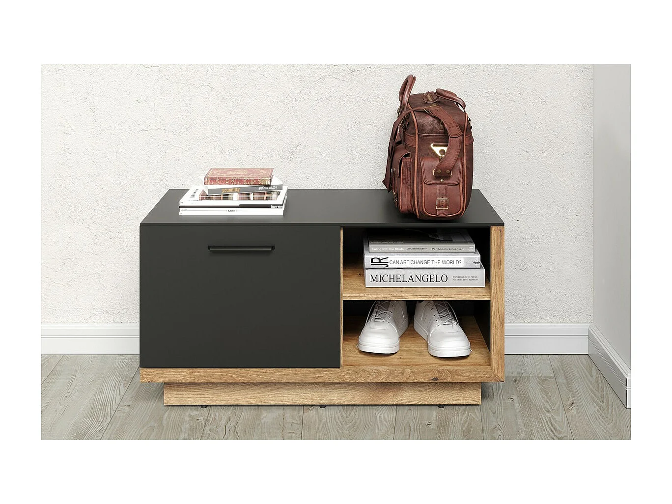 Banc avec Rangement Synnax, Anthracite, 90x48x40 cm, Seven Design