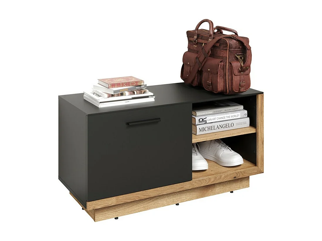 Banc avec Rangement Synnax, Anthracite, 90x48x40 cm, Seven Design