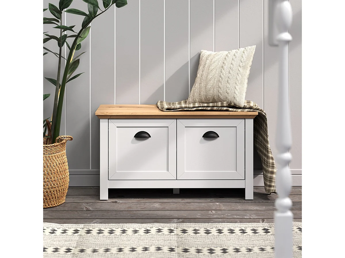 Bank met Opbergruimte Landside, Wit, 91x49x41 cm, EPIKASA