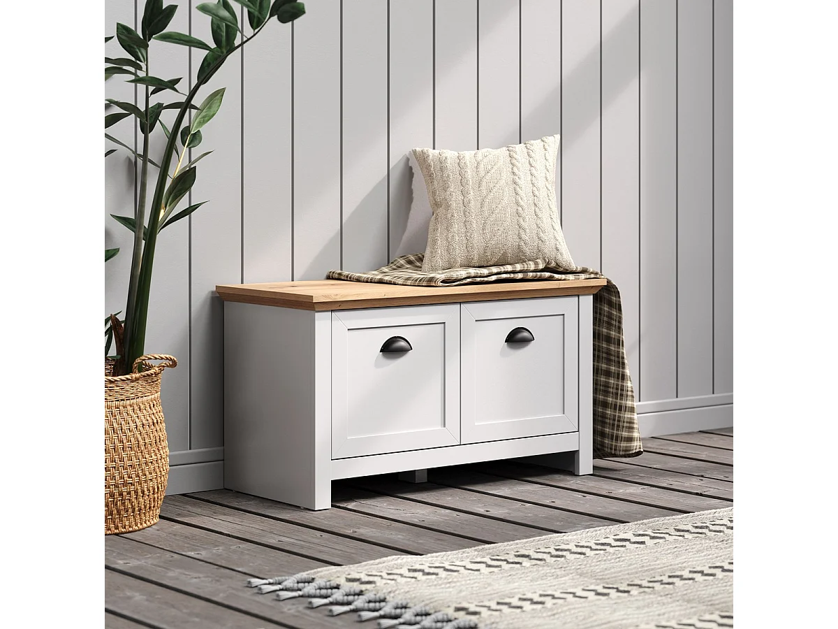 Bank met Opbergruimte Landside, Wit, 91x49x41 cm, EPIKASA