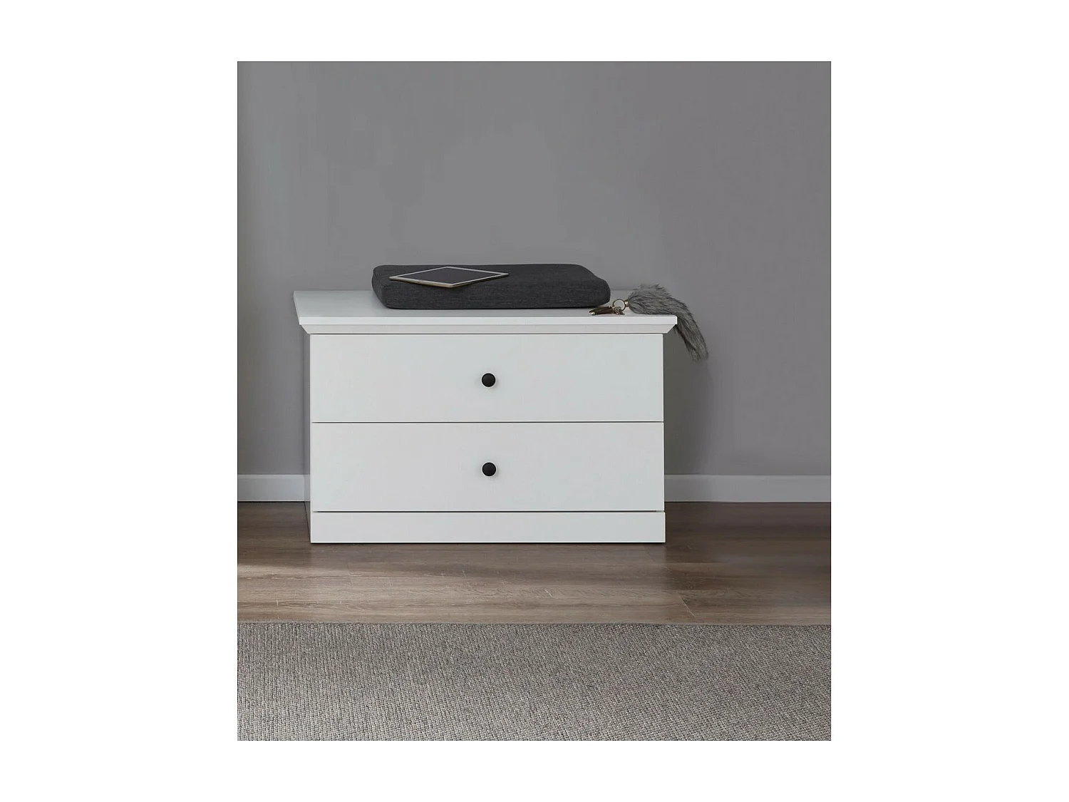 Bank met Opbergruimte Brandson, Wit, 81x49x41 cm, Seven Design