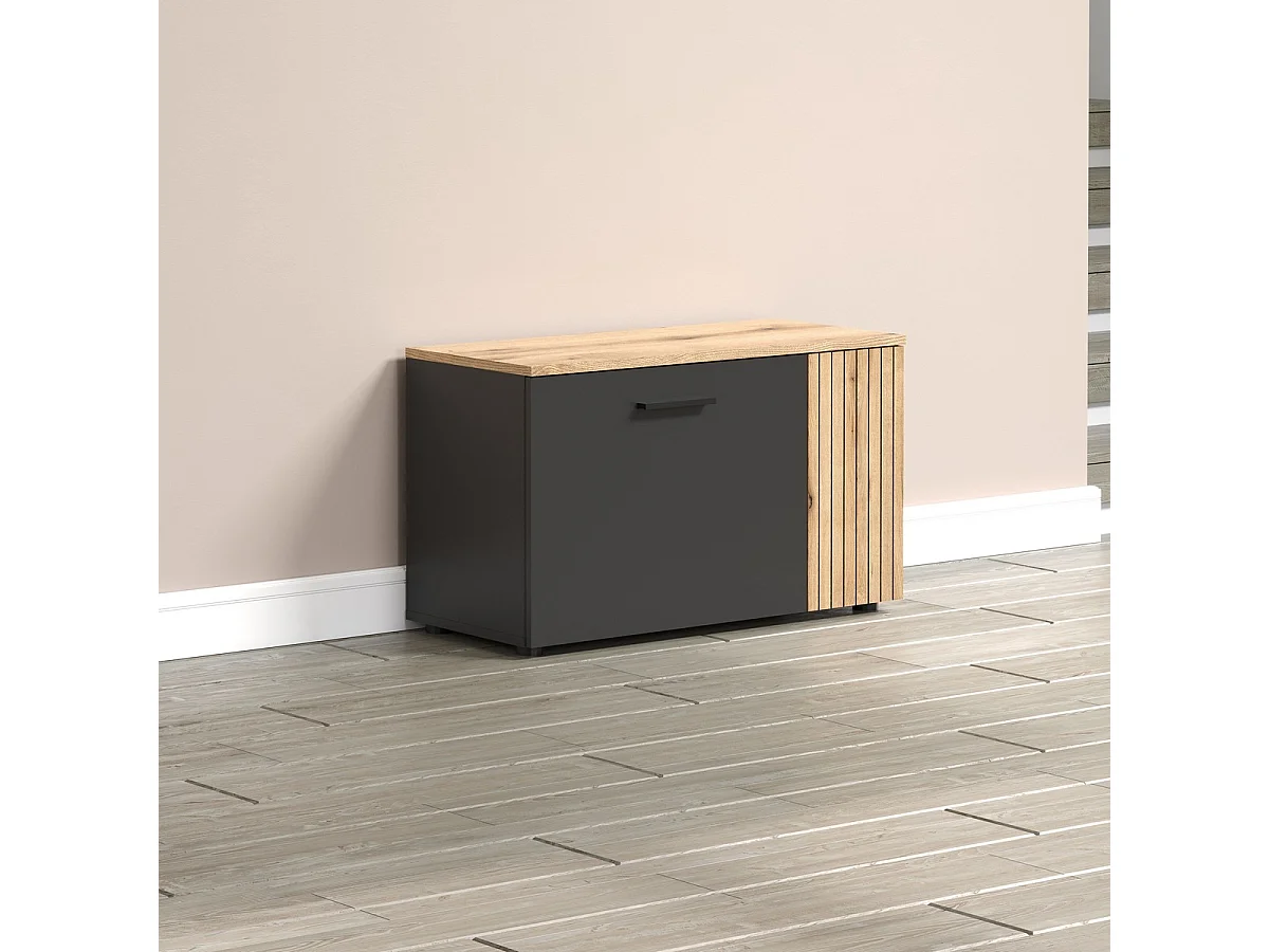 Banc avec Rangement Esteban, Anthracite, 80x48x36 cm, Seven Design