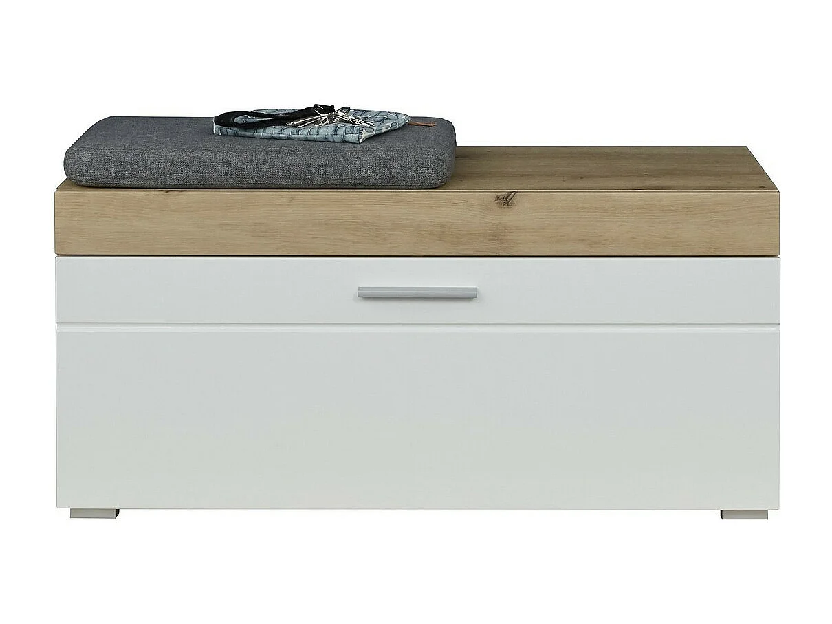 Banc avec Rangement Amanda 3, Blanc, 91x42x38 cm, Seven Design