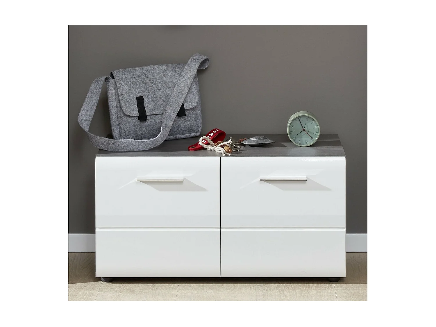 Bank met Opbergruimte Line, Wit, 80x41x35 cm, Seven Design