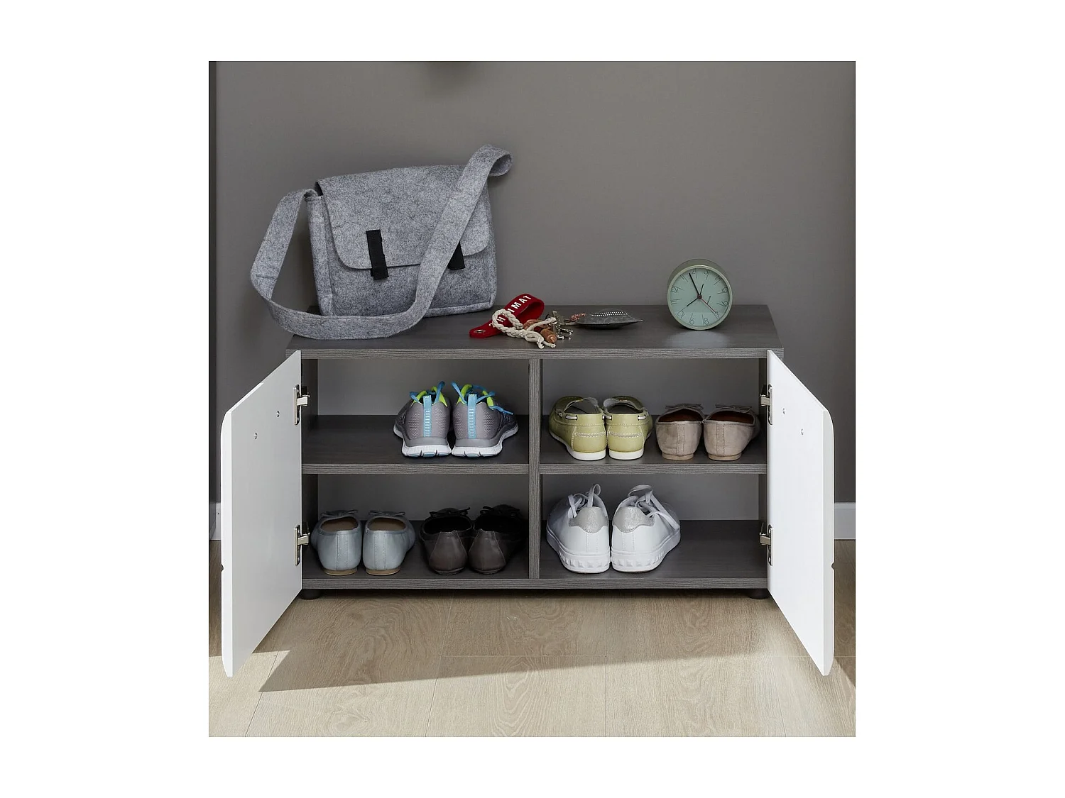 Bank met Opbergruimte Line, Wit, 80x41x35 cm, Seven Design