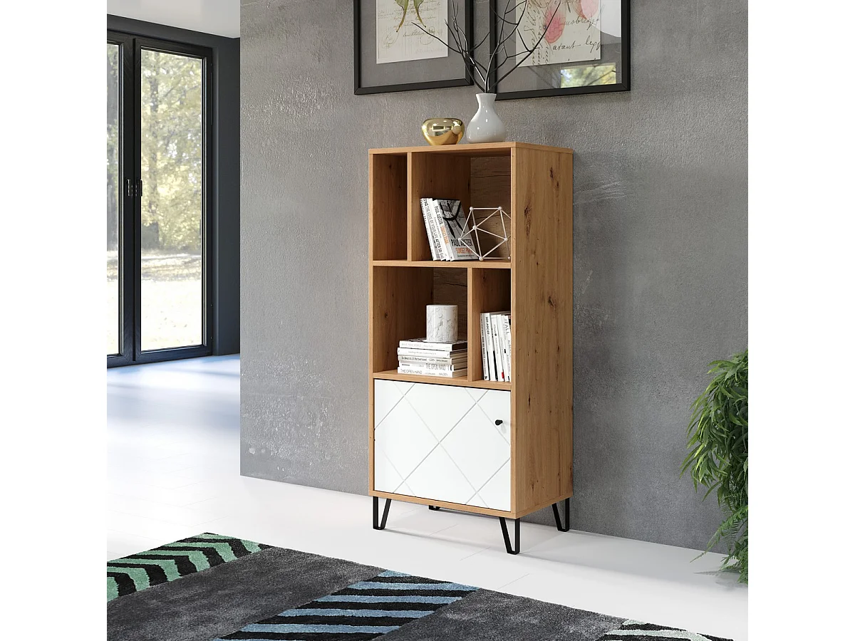 Bibliothèque Touch, Blanc, 63x136x40 cm, EPIKASA