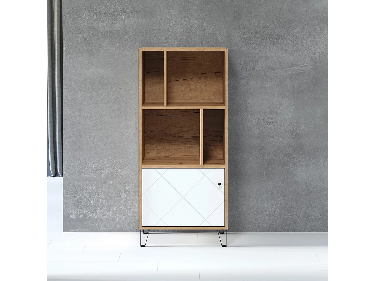 Bibliothèque Touch, Blanc, 63x136x40 cm, EPIKASA