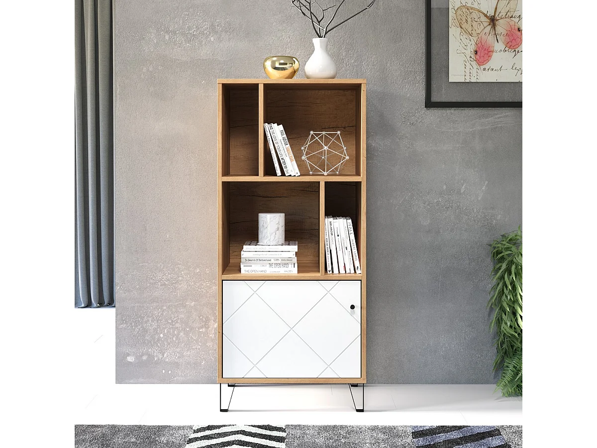 Bibliothèque Touch, Blanc, 63x136x40 cm, EPIKASA