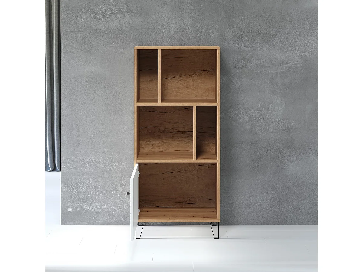 Bibliothèque Touch, Blanc, 63x136x40 cm, EPIKASA