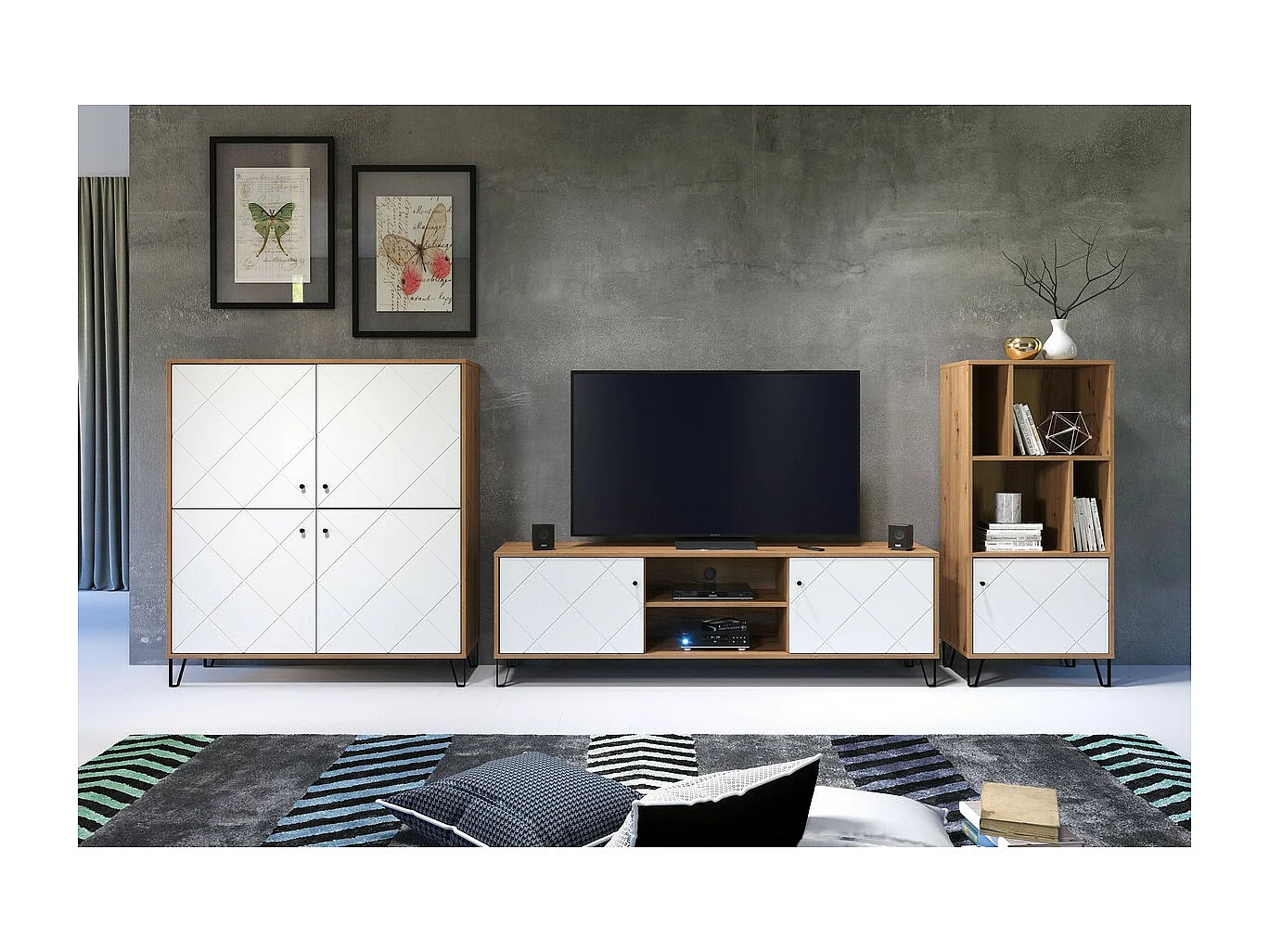 Bibliothèque Touch, Blanc, 63x136x40 cm, EPIKASA