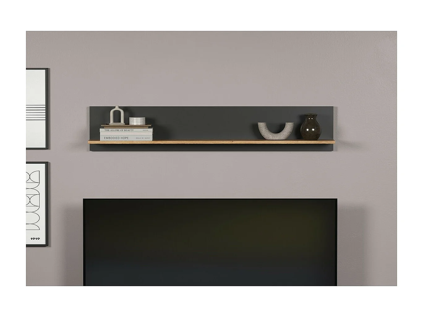 Étagère Esteban, Anthracite, 150x25x18 cm, Seven Design