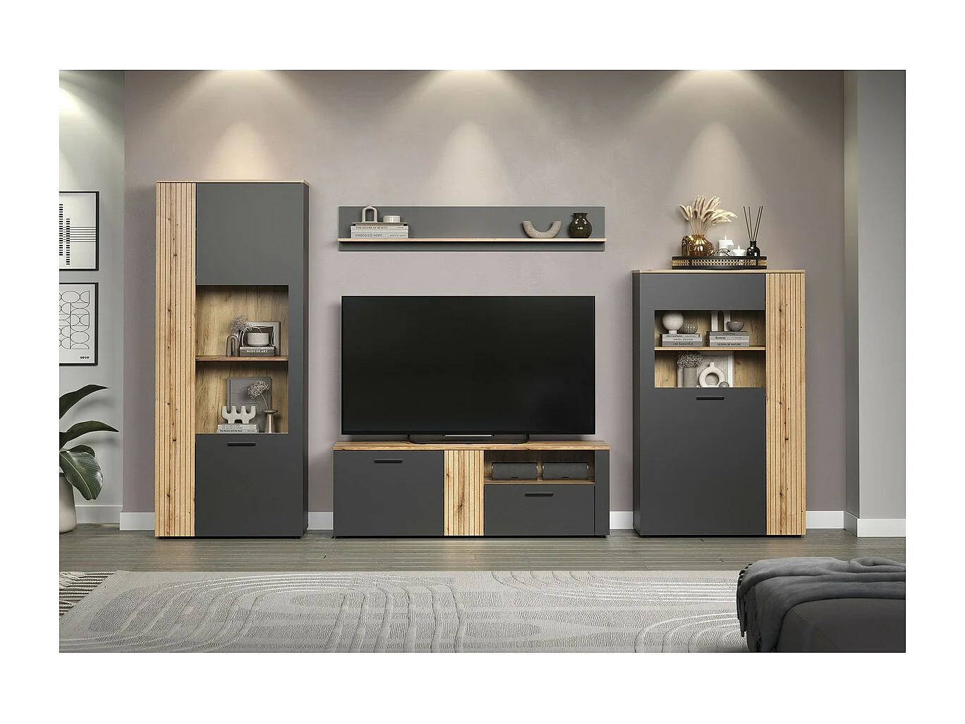 Étagère Esteban, Anthracite, 150x25x18 cm, Seven Design