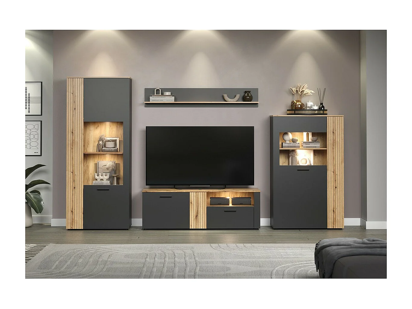 Étagère Esteban, Anthracite, 150x25x18 cm, Seven Design