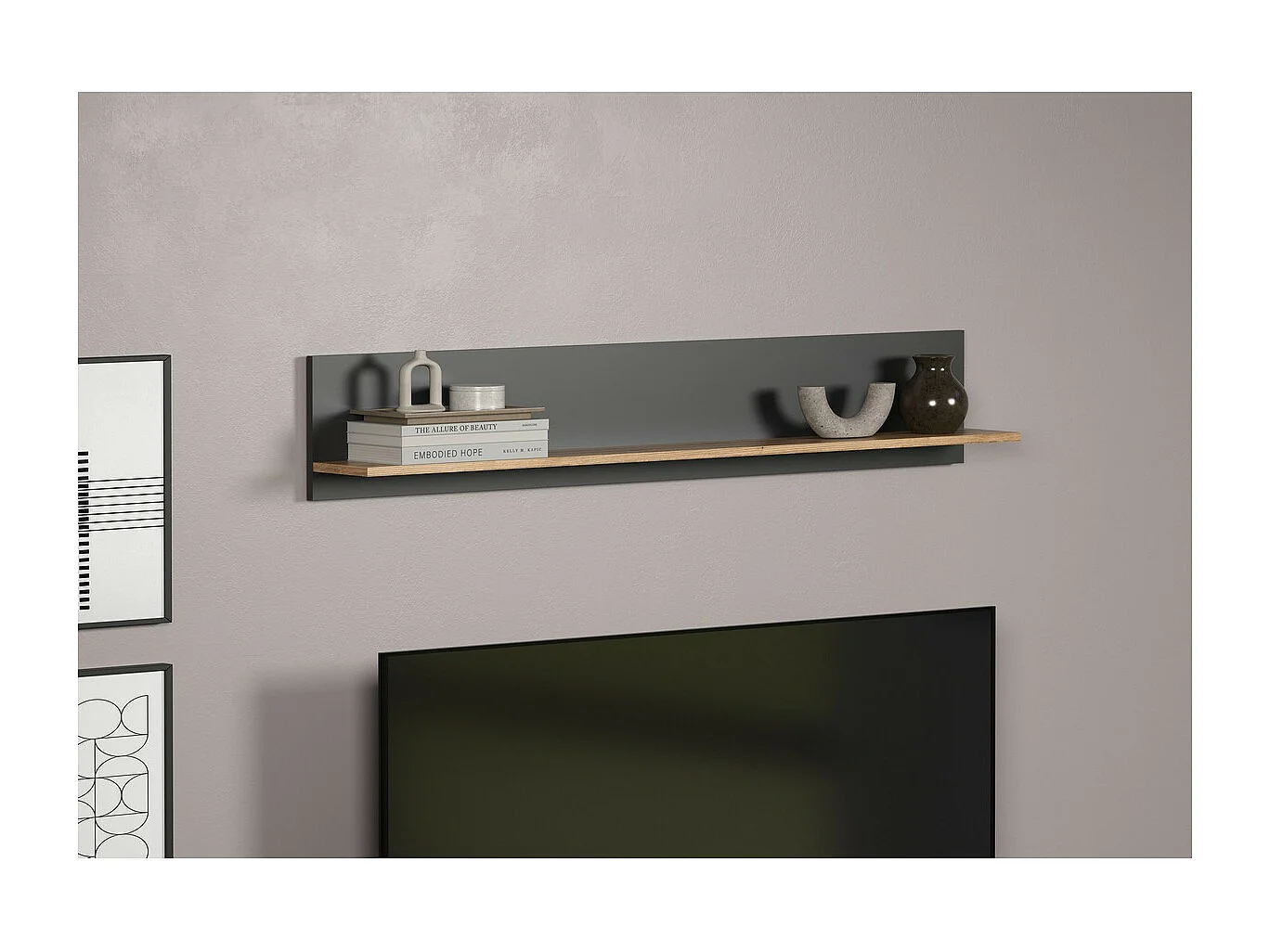 Plank Esteban, Antraciet, 150x25x18 cm, Seven Design