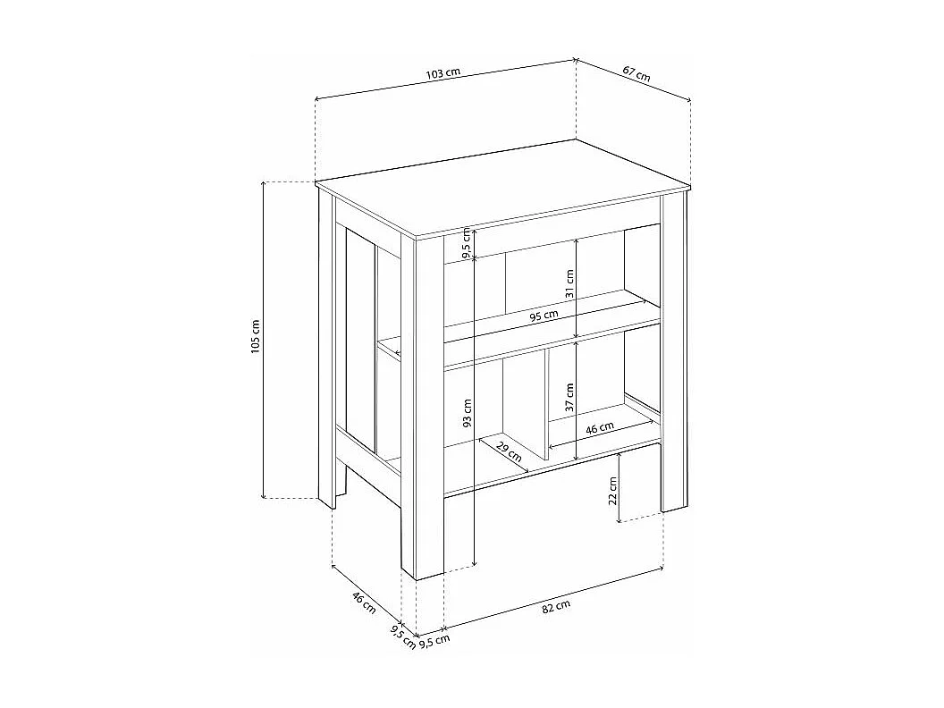 Mesa alta Nitza Blanco Artik (Blanco Mate) - Natur