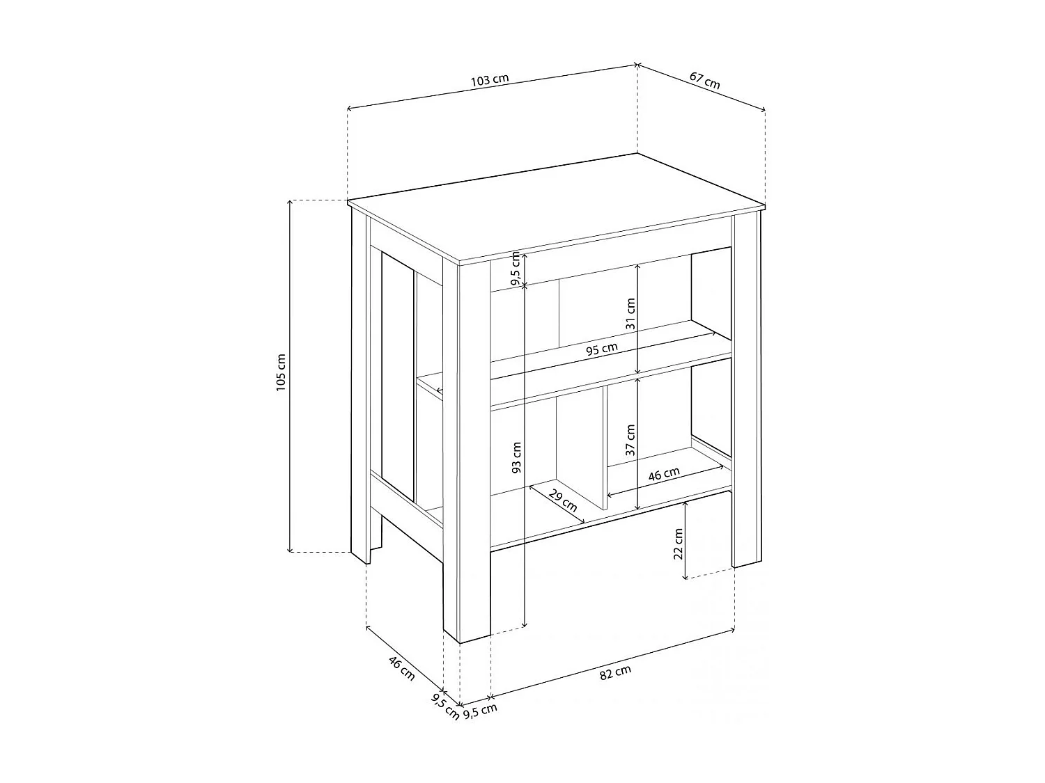 Mesa alta Nitza Blanco Artik (Blanco Mate) - Natur